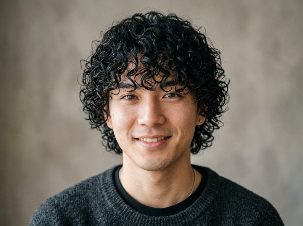 スパイラルパーマ メンズパーマ メンズヘア 松山美容室 愛媛美容室 メンズカールヘア 韓国風ヘア