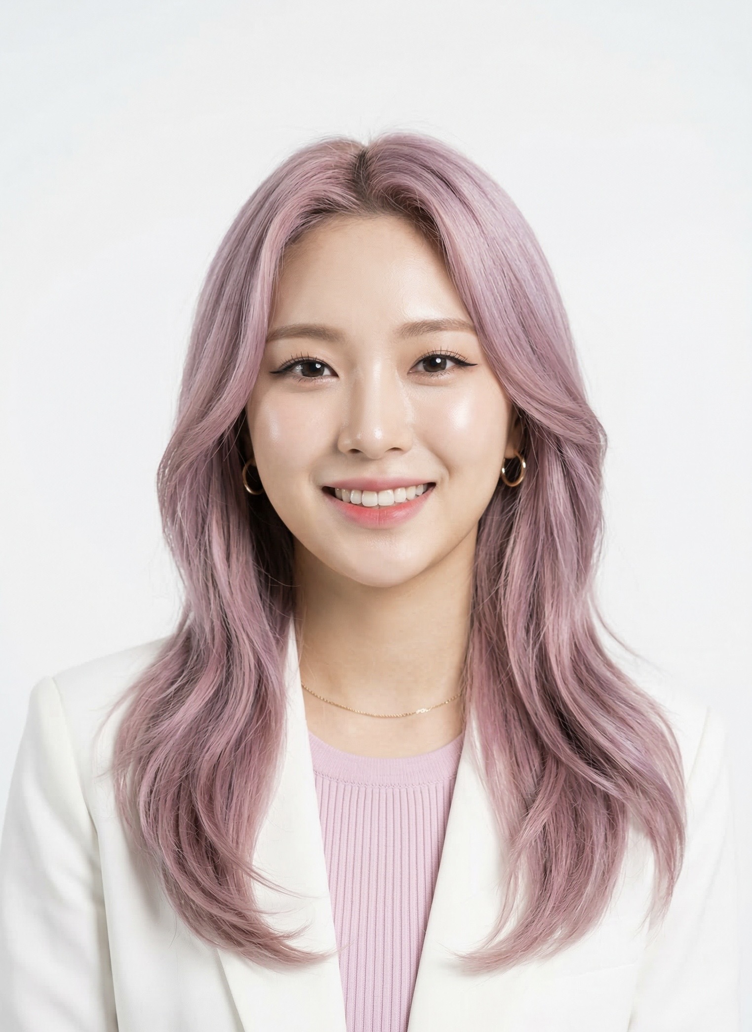 ピンクベージュカラー 韓国カラー ブリーチカラー ロングヘア 松山美容室 愛媛美容室