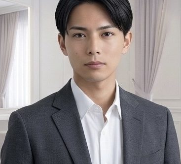 「ナチュラルなセンターパートのメンズカット。清潔感がありビジネスにも合う髪型」